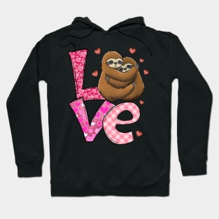 Love Heart Couple Sloth Valentine Day Hoodie